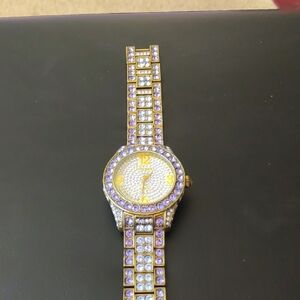 Heidi Daus Gold and Purple Crystal Watch